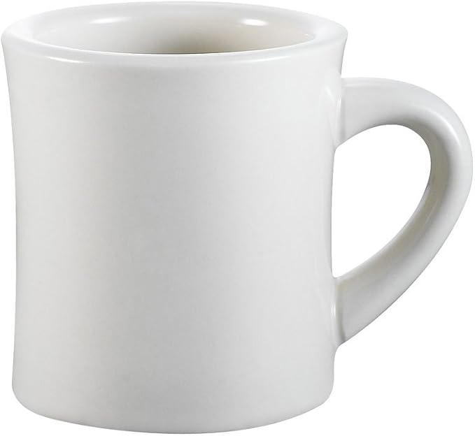 CAC China HAR-75-P 7.5-Ounce Porcelain Round Coffee Mug, 3-1/4-Inch, Super White by CACChina