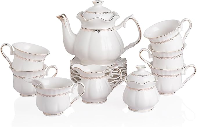 Sweejar Porcelain Tea Set With Gold Trim by Sweejarco1949