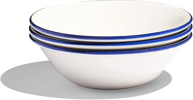 Made In Cookware - Set of 4 - Side Bowls - White With Navy Rim - Porcelain England
