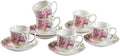 GuangYang 7 oz Porcelain Tea Cups and Saucers Set of 6, Cappuccino, by HOME