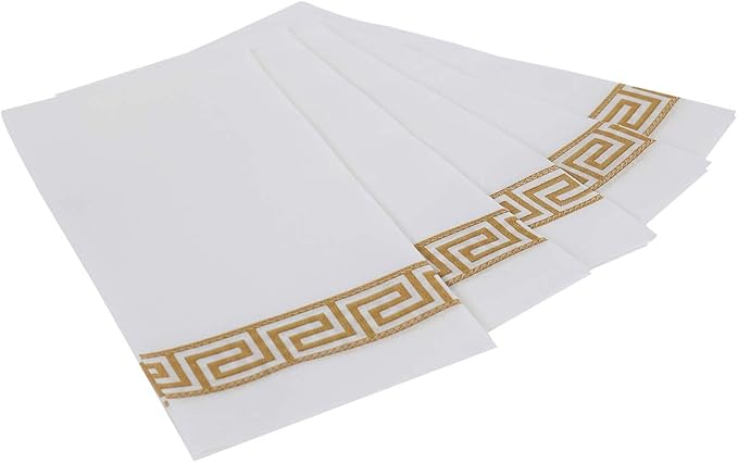 Vplus 200 PACK Guest Towels Disposable Bathroom, Decorative Bathroom Napkins, Soft and Absorbent Disposable Dinner Napkins Cloth Like for Kitchen, Parties, Weddings, Christmas Party（Gold)