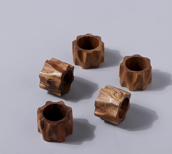 Wood Napkin Rings Set of 12 Napkin Holders - Image 4
