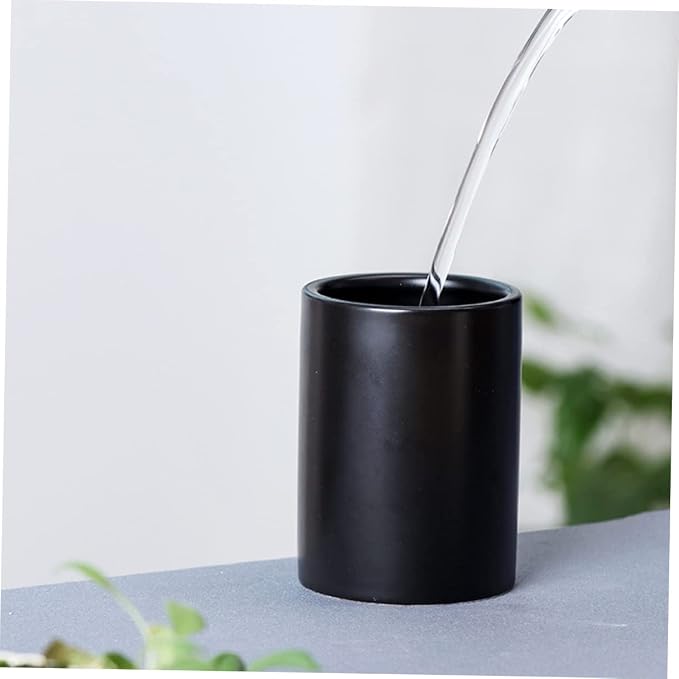 2 Pcs Minimalist Japanese Black and White Ceramic Teacups Lightweight Mouthwash - Image 3