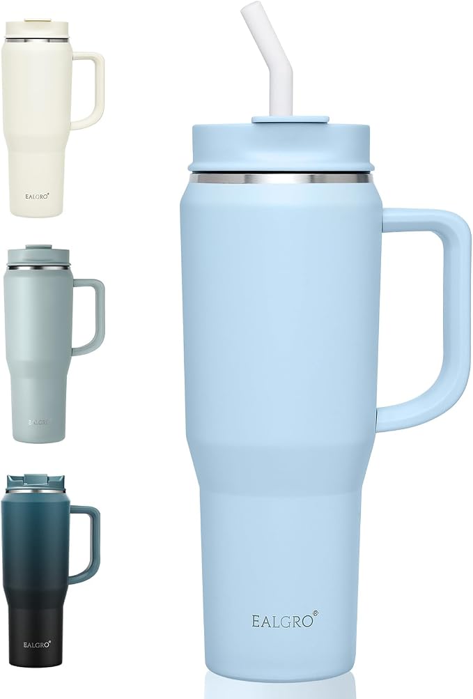 EALGRO 40 oz Tumbler with Handle, Insulated Tumblers with Lid and Straw | by EALGRO