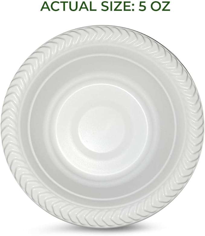 Betta 5 Oz Disposable Plastic Small Dessert Bowls, White, 800 Count, Bulk Case for Schools, Breakrooms and Cafeteria, Microwave Safe (8 Pack Per Box x100)
