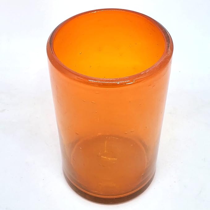 Solid Orange 14 oz Drinking Glasses, Recycled Glass, Toxin-Free - Image 4