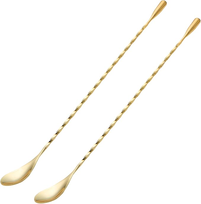 Bar Spoon Cocktail Mixing Stirrers, 12” Long Handle, Long Drink Spoons by Briout
