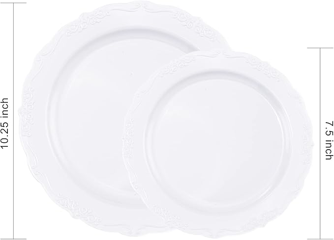 U-QE 60PCS White-Plastic-Plates - Image 2