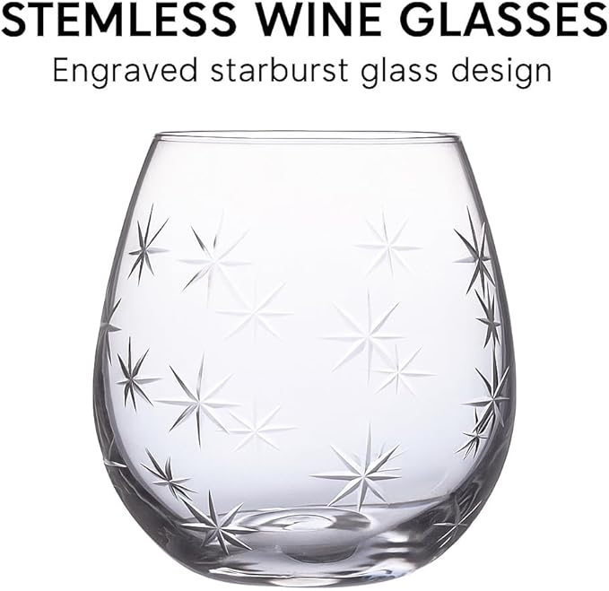 SHOSHIN Handmade Crystal Hand-cut Stemless wine glass (Star set of 4)