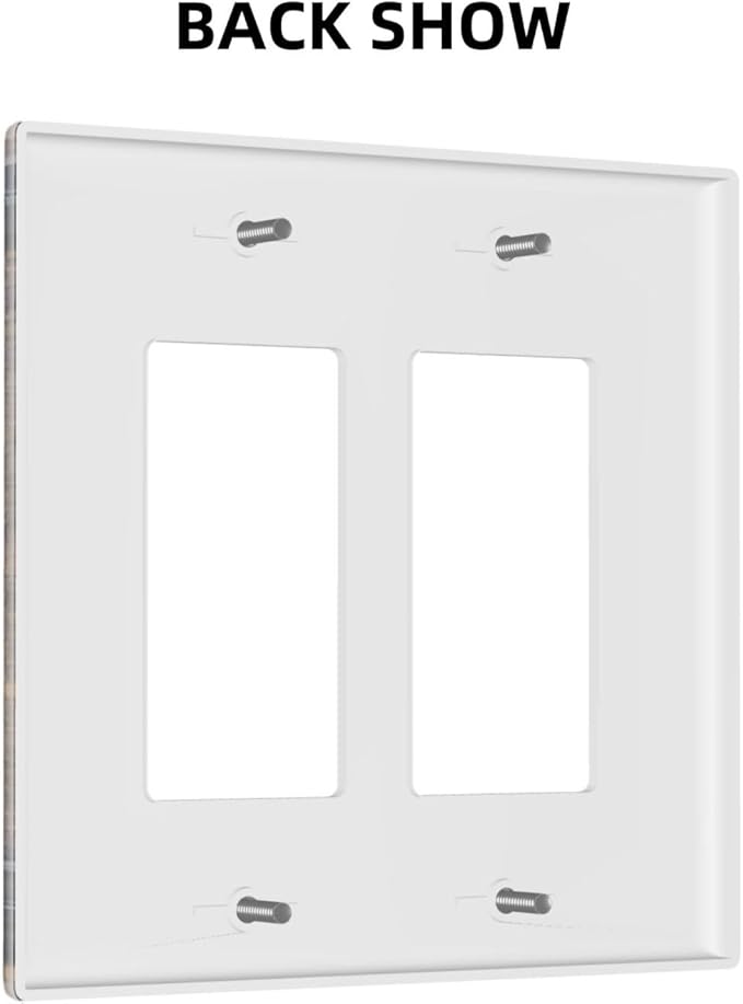 Outlet Covers Rustic Barn Door Vintage Country Wood Board 2 Gang Light Switch Cover Double Rocker Wall Plate Decorative GFCI Receptacle Electrical Switchplate for Farmhouse Cabin Decor（2 Pack）