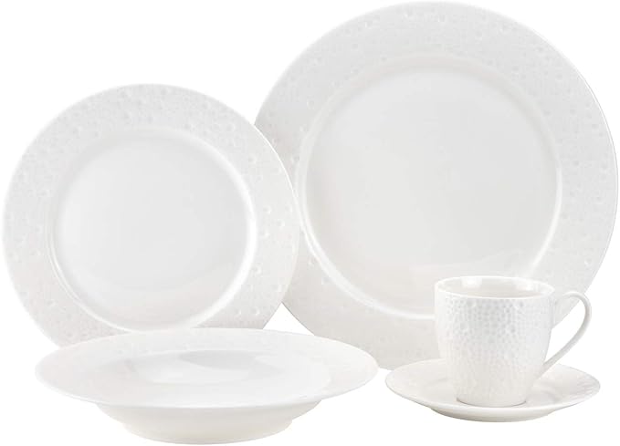 EURO Porcelain 20-pc. Dinner Set Service for 4, 24K Gold-plated Luxury Bone China Tableware ("Orbit")