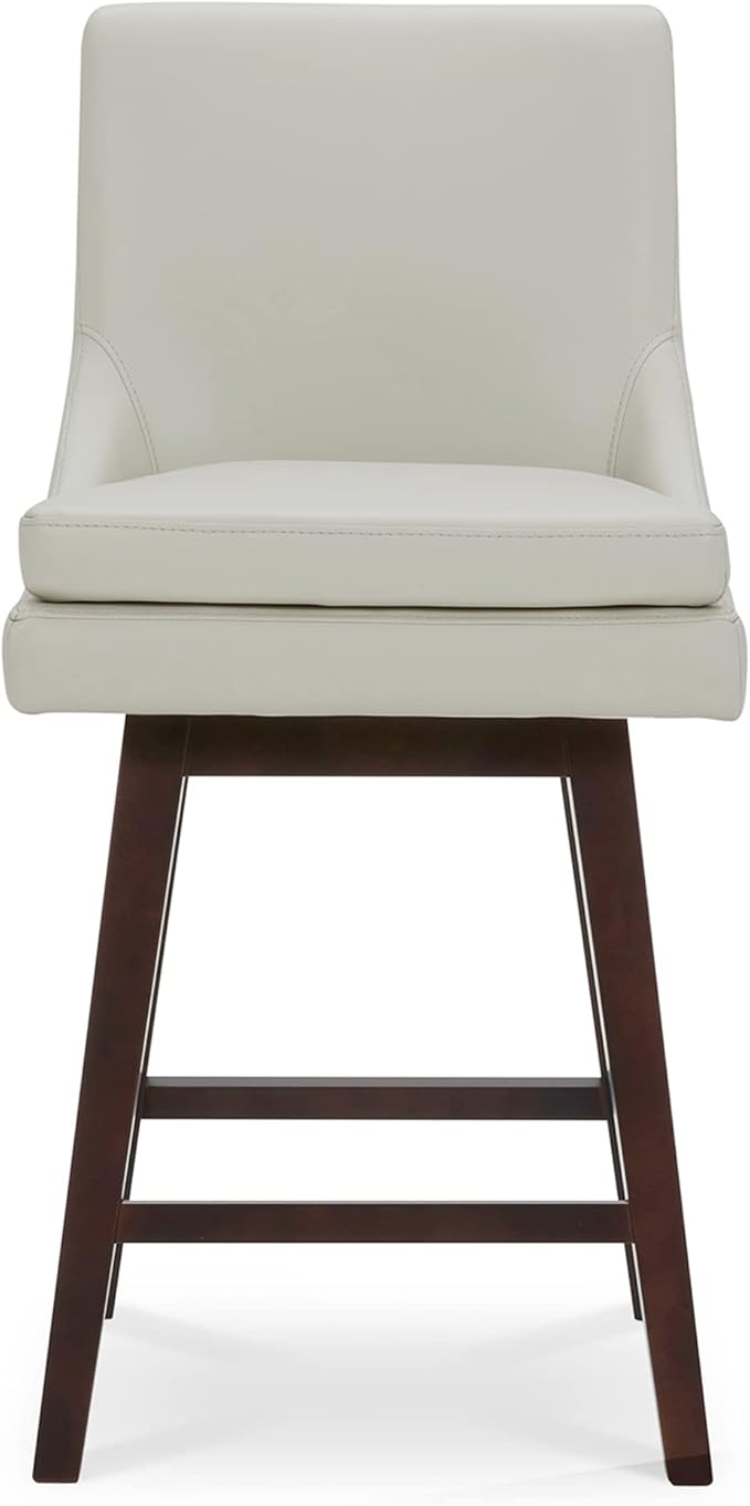 CHITA Counter Height Swivel Barstool, FSC Certified Upholstered Bar Stool, 26.8" H Seat Height, PU Leather in Creamy Gray