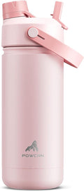Kids Water Bottle for School: 2-in-1 Straw Spout Lid by POWCAN