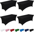 Pureegg Spandex Tablecloth 6ft - 4 Pack, Fitted and Tight Cloth for Rectangle Table, Wrinkle-Free and Stretch Table Cover for Party, Wedding, Banquet and Birthday, Black