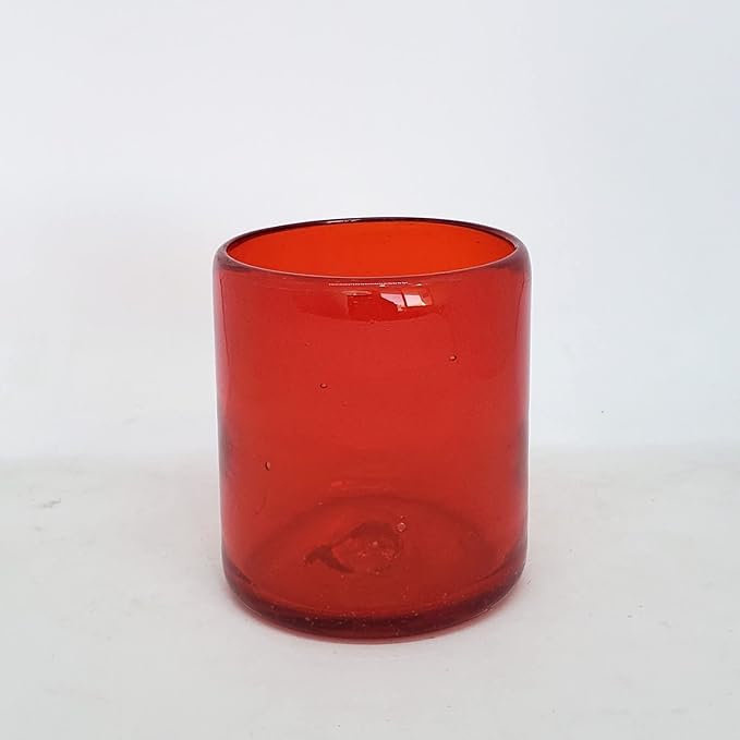 Solid Ruby Red 9 oz Short Tumblers, Recycled Glass, Toxin-Free - Image 2