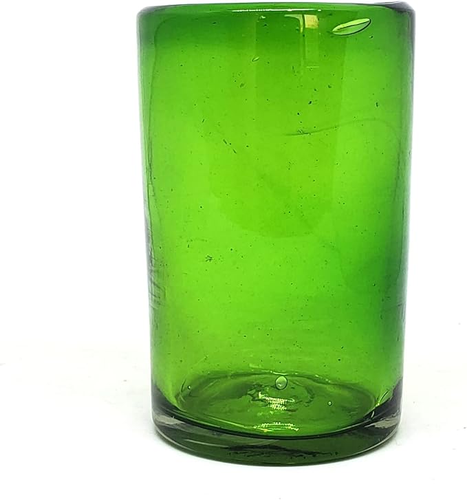 Solid Emerald Green 14 oz Drinking Glasses, Recycled Glass, Toxin-Free - Image 3
