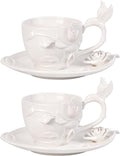 KAMMAK Tea Cups and Saucers Set of 2, 8.5 oz Porcelain Coffee Cups, 566N | by KAMMAK