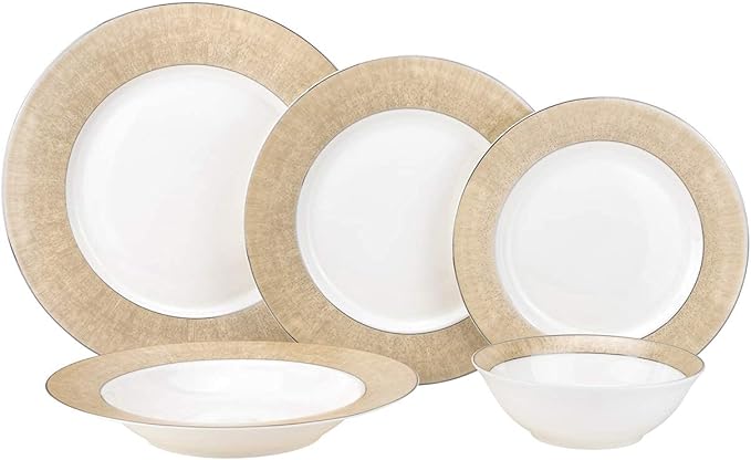 Euro Porcelain 57-pc Banquet Dinnerware Set, Luxury Tableware Dining Service for 8