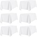 PureFit 6 Pack Rectangle White Table Cloths 90 x 156 Inch for 8Ft Tables, Stain and Wrinkle Resistant Table Linens for Home Use, Wedding, Party, Banquet and Camping