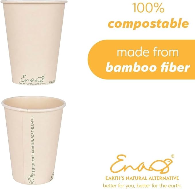 100% Compostable Disposable Coffee Cups Paper Cups Made from Bamboo, - Image 2