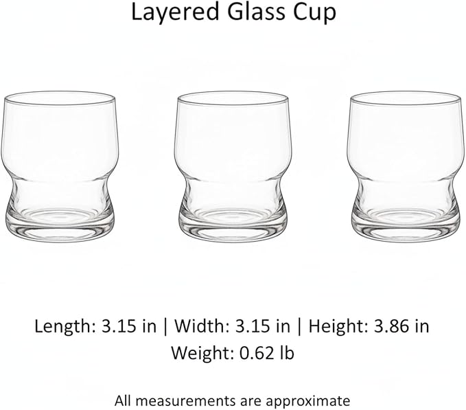 Layered Glass Tumbler with Saucer, Handleless Clear Cup - Image 7