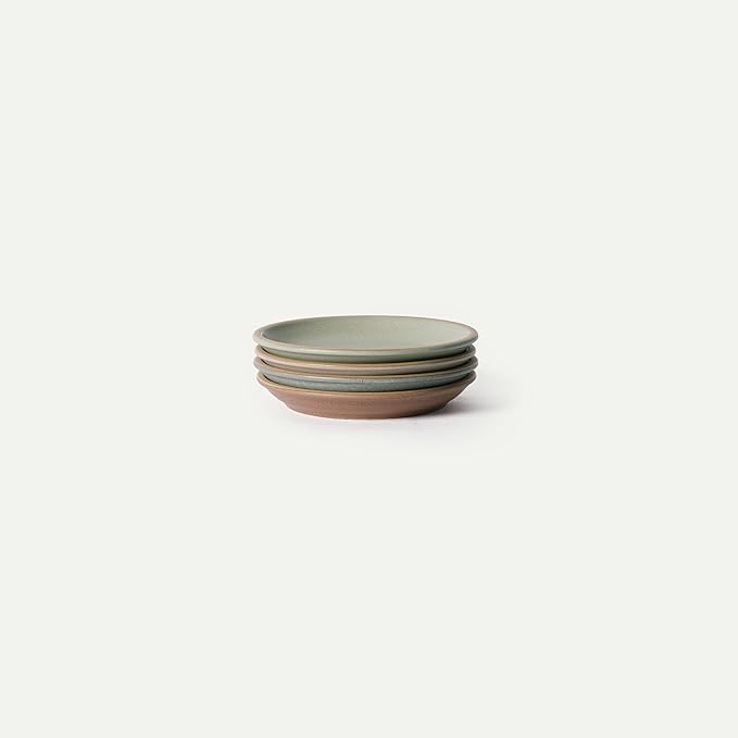 MORA Small Plates Set of 4, 6.5 inch Ceramic Pottery Dessert Plates - Microwave, Oven and Dishwasher Safe - Harvest