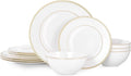 12Pcs Gold Trim White Bone China Set, Service by KINGSTONE