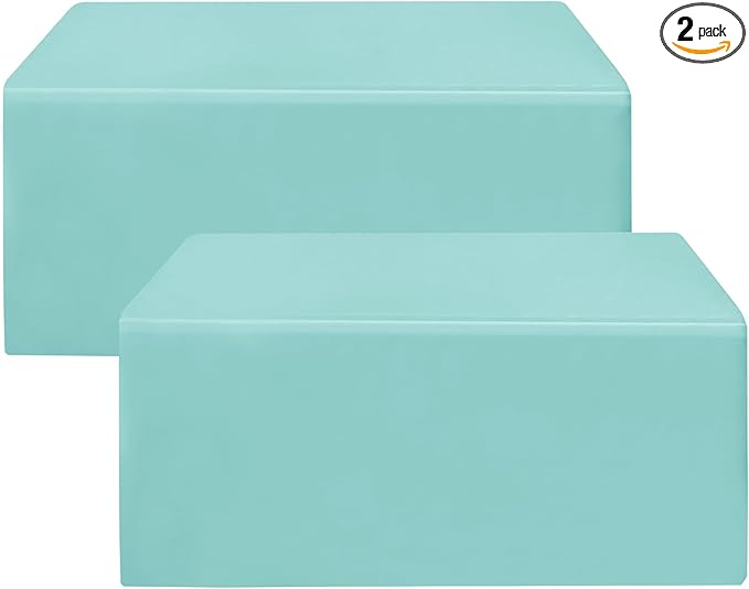 HolidayIdeas 2 Pack Fitted Table Clothes - 48 x 24 Inch - Rectangle Tablecloths for 4 Foot Tables, Polyester Fabric Table Covers for Parties, Holiday Dinner, Trade Show (Aqua)