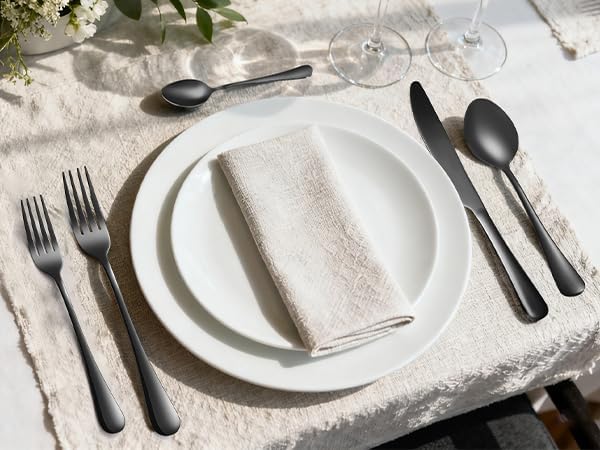 Butter knives set of 6 Stainless Steel dinner knives 9inch black silverware | - Image 8