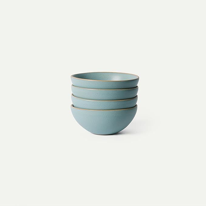 MORA Medium Bowls Set of 4, 28oz Ceramic Pottery Everyday Bowls - Microwave, Oven and Dishwasher Safe - Iris