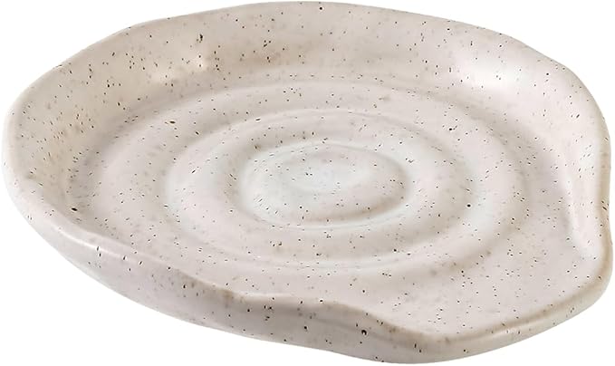 Ceramic Spoon Rest for Stove Top, Ceramic Spoon Holder for Kitchen Counter, 5 Inches Coffee Spoon Holder Utensil Rest for Cooking, White Gifts for Women Men