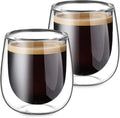 glastal Espresso Cups 4 oz Double Walled Glasses Coffee Mugs Set of 2, German by glastal