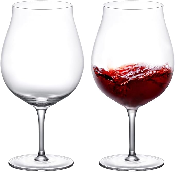 KAMMAK Wine Glasses Set of 2, 27 oz Hand Blown Crystal Bordeaux Wine Glasses, Thin Rim & Long Stem, Perfect for Red & White, Daily Use, Wedding Anniversary or Birthday Gift with Gift Box, XY030