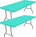 Spandex 4 Foot Rectangle Table Cloth 2 Pack, Elastic Fitted Tablecloths for Picnic, Stretch Washable Patio Table Cover for Outdoor, Camping, Banquet and Parties (Aqua Blue, 30"x48")
