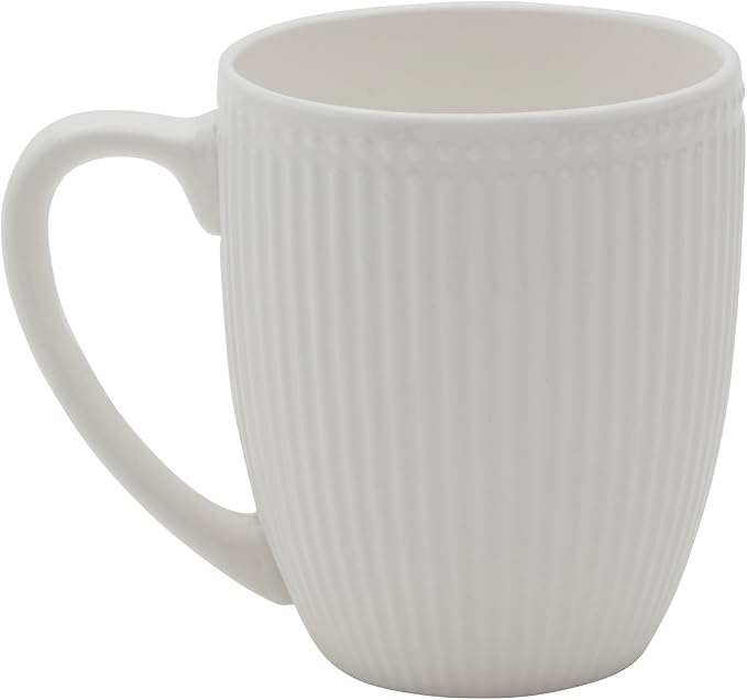 Tabletops Gallery 4 Piece Embossed White Chip Resistant Porcelain Mug Set | - Image 4
