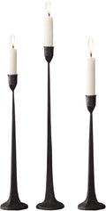 Iron Taper Candle Holder - Decorative Candle Stand - Candlestick Holder for Wedding, Dinning, Party, Set 3