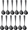 Broth Round Spoon Set, 12 Piece Reusable Stainless Steel Dinner Table Cereal by BISDARUN