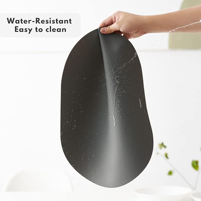 Sage Green Oval Silicone Placemats Set of 4 – Heat Resistant, Waterproof, Easy to Clean Non-Slip Modern Dining Table Mats – Premium Leather Textured Japandi Kitchen Decor
