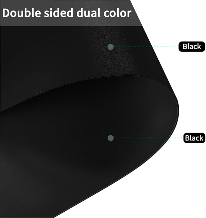 Table Cover Mat - 30x44 Inch Waterproof Easy to Clean Can Conceal Flaws Protector The Table Top from Scratches Used for Dining (Black+Black 30x44)