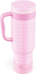 40 oz Insulated Tumbler with Handle and Push-Button Straw Lid, Stainless Steel by Coquella