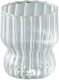 300ml/10oz Minimalist Vertical Patterned Glass Cup, Thickened Transparent Glass by CAPIJIONG