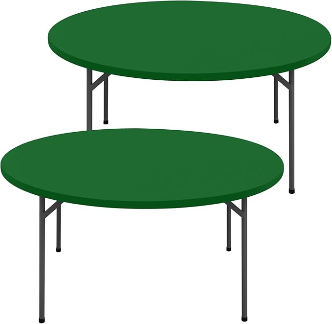 Round Spandex Tablecloth 2 Pack, Elastic Fitted Waterproof Tablecloths for 36"-44" Tables, Stretch Washable Picnic Table Cover for Camping, Dining, Indoor and Outdoor, Emerald Green