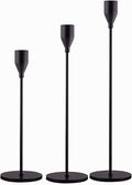 Matte Black Candle Holders Set of 3 for Taper Candles, Decorative Candlestick Holder for Wedding, Dinning, Party, Fits 3/4 inch Thick Candle&Led Candles (Metal Candle Stand)