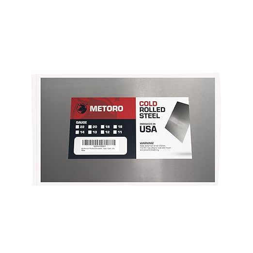 Metoro 16-Gauge Mild CRS Steel Sheet - Formable, Weldable, Magnetic, Smooth Surface - Industrial-Grade Metal Plate for DIY Projects, Fabrication, and More. (2, .060 x 12 x 8)