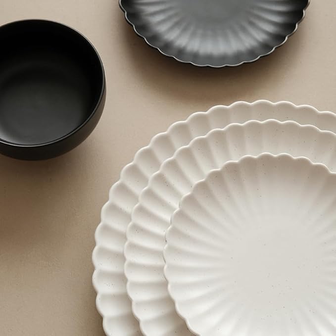 WENSHUO Daisy Plates Set of 6 (Nacre White, 10.5 Inch)