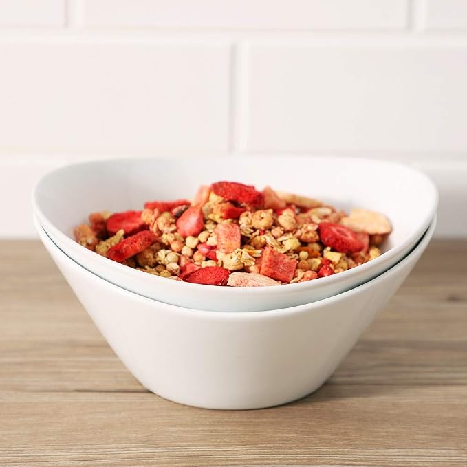 Buyajuju Porcelain Salad Bowls, 38 Ounce pasta bowls set of 4, 8 inch White - Image 7
