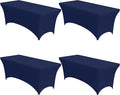 4-Pack Navy Blue Spandex Tablecloths – 72"x30"x30" Stretch Fitted Table Covers for 6ft Rectangle Folding Tables, Wrinkle-Resistant Tablecloth for Wedding, Banquet & Outdoor Events