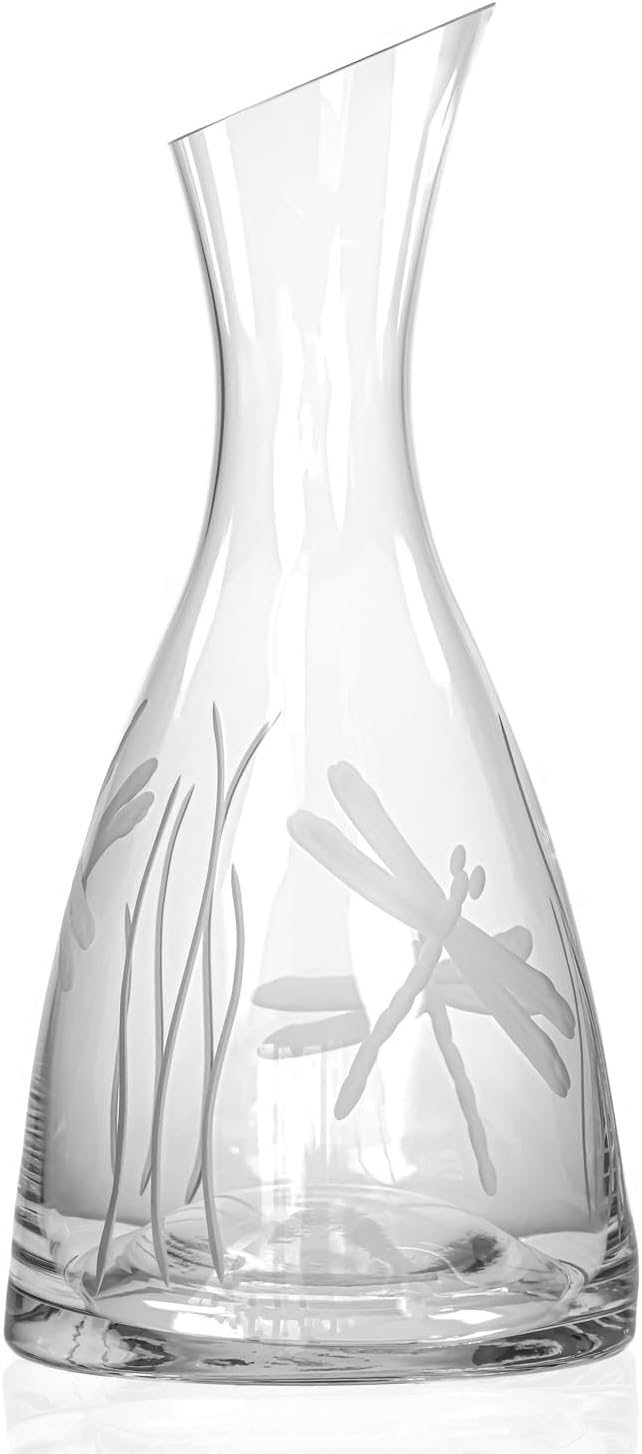 Rolf Glass Dragonfly 37.25oz Wine Carafe | Lead-Free Diamond-Engraved Glassware | Elegant Wine Decanter For Any Occasion