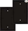 Henne Bery Modern Edge Switch Plate Wall Plate Outlet Cover, Durable Solid Zinc Alloy (Single Blank 2PK, Matte Black)