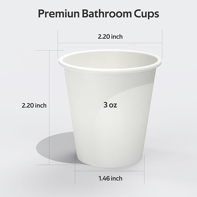 200 Count 3 oz Disposable Coffee Cups, Bathroom Mouthwash Cups, Leak-Free Food Safe Small Paper Mini Cup | Leak-Free, Food Safe, Small